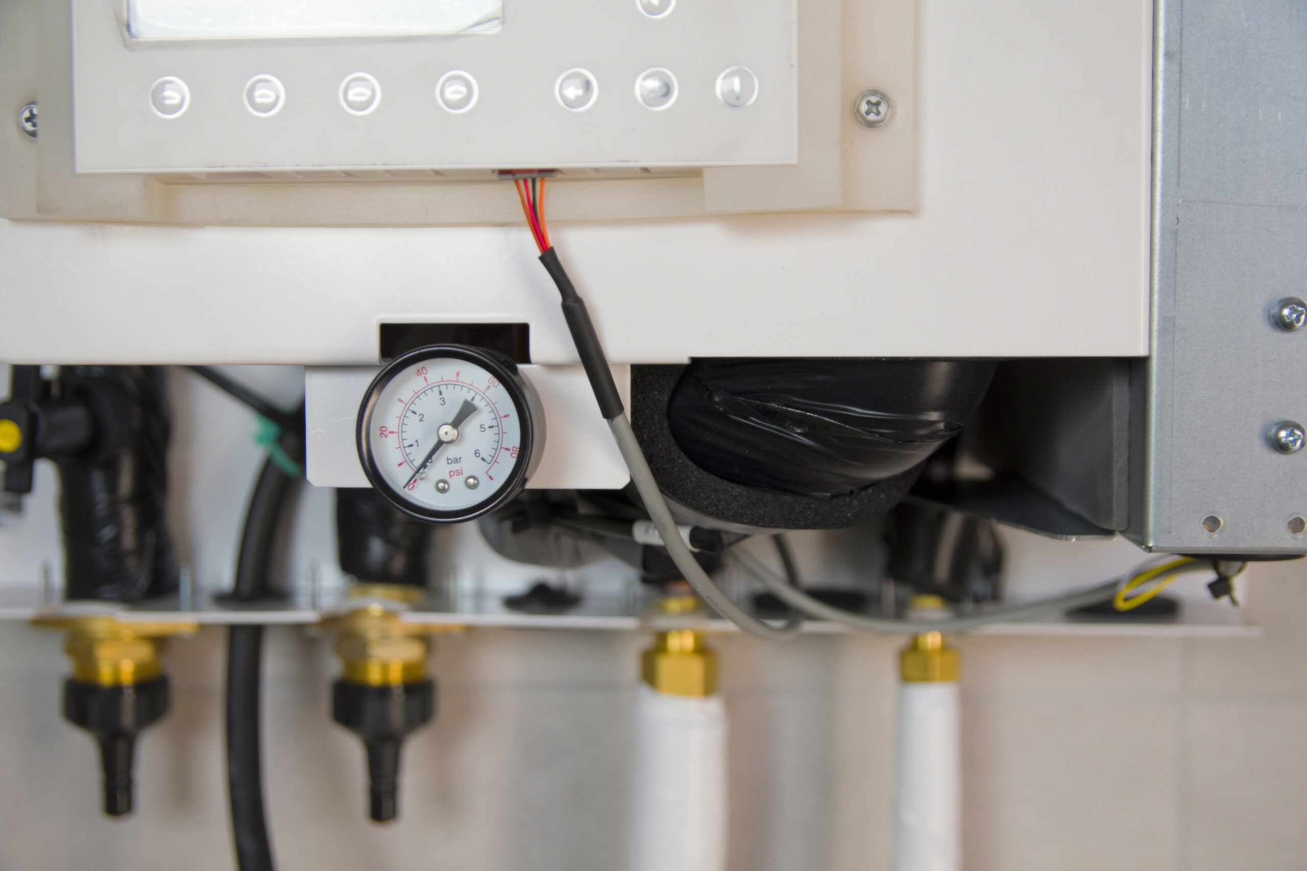 manometer pipes and valve in heat pump
